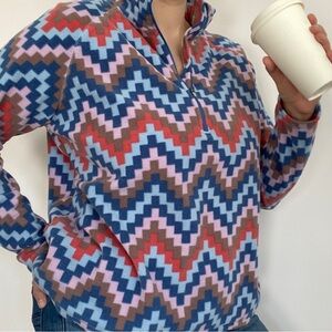 Eddie Bauer Aztec Geometric Print Fleece Zip-Up